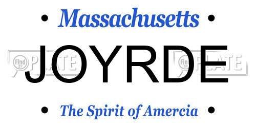 JOYRDE Massachusetts License Plate