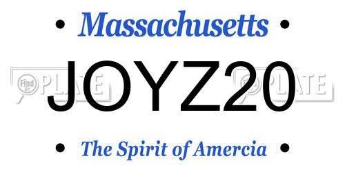 JOYZ20 Massachusetts License Plate