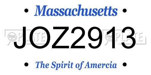 JOZ2913 Massachusetts License Plate
