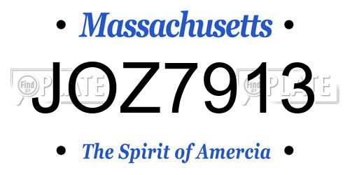 JOZ7913 Massachusetts License Plate