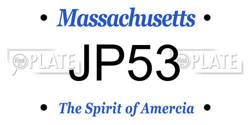 JP53 Massachusetts License Plate