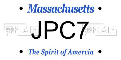 JPC7 Massachusetts License Plate