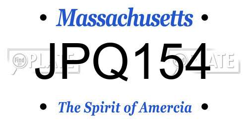 JPQ154 Massachusetts License Plate