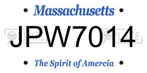 JPW7014 Massachusetts License Plate