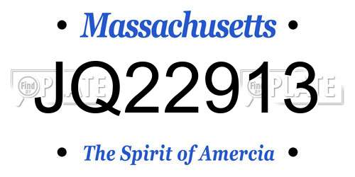 JQ22913 Massachusetts License Plate