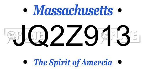 JQ2Z913 Massachusetts License Plate