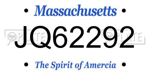 JQ62292 Massachusetts License Plate