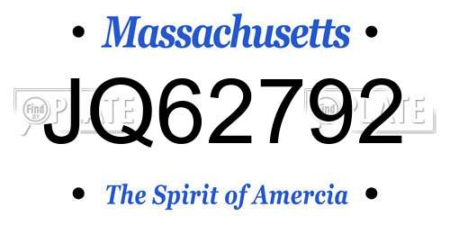 JQ62792 Massachusetts License Plate