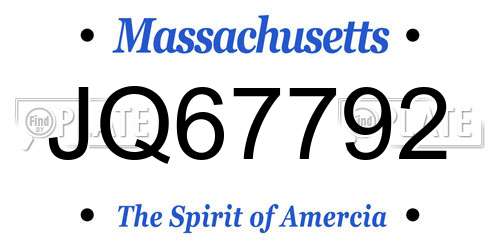 JQ67792 Massachusetts License Plate