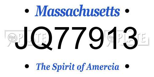 JQ77913 Massachusetts License Plate