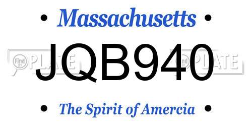 JQB940 Massachusetts License Plate
