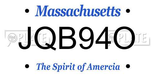JQB94O Massachusetts License Plate