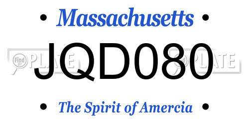 JQD080 Massachusetts License Plate