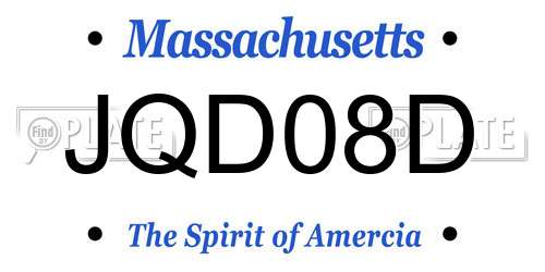 JQD08D Massachusetts License Plate