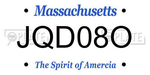 JQD08O Massachusetts License Plate