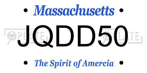 JQDD50 Massachusetts License Plate