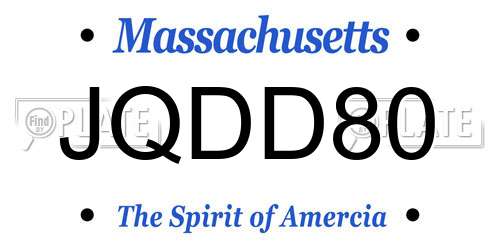 JQDD80 Massachusetts License Plate