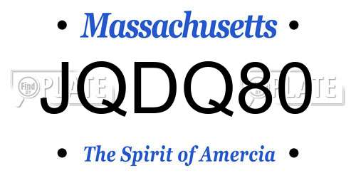 JQDQ80 Massachusetts License Plate