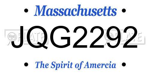 JQG2292 Massachusetts License Plate