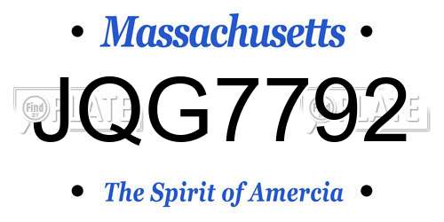 JQG7792 Massachusetts License Plate
