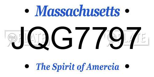 JQG7797 Massachusetts License Plate