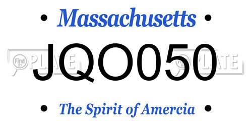 JQO050 Massachusetts License Plate