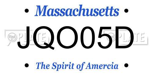 JQO05D Massachusetts License Plate