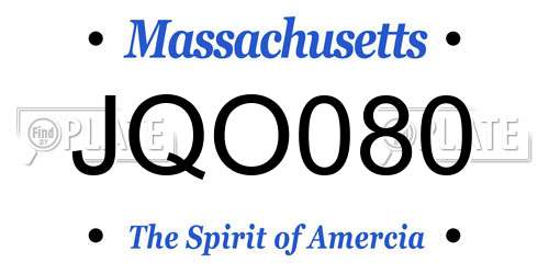 JQO080 Massachusetts License Plate