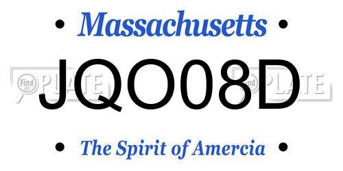 JQO08D Massachusetts License Plate