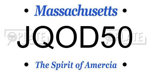 JQOD50 Massachusetts License Plate