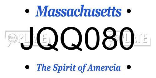 JQQ080 Massachusetts License Plate
