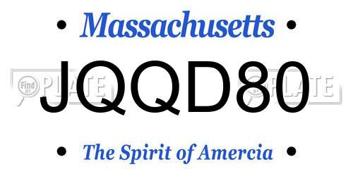 JQQD80 Massachusetts License Plate