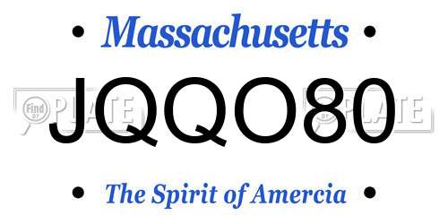JQQO80 Massachusetts License Plate