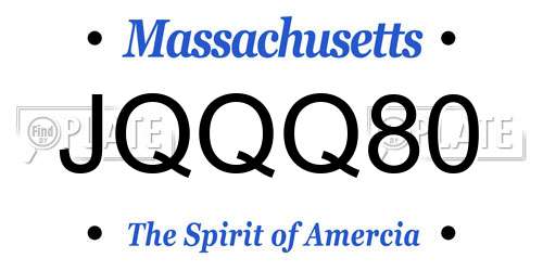 JQQQ80 Massachusetts License Plate