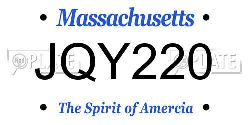 JQY220 Massachusetts License Plate