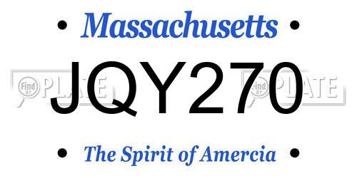 JQY270 Massachusetts License Plate