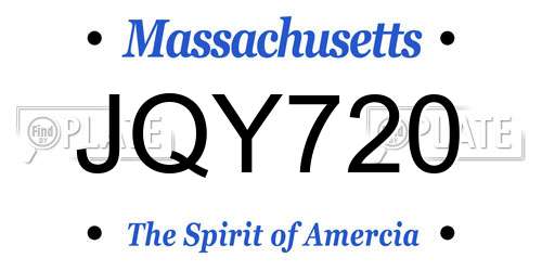 JQY720 Massachusetts License Plate