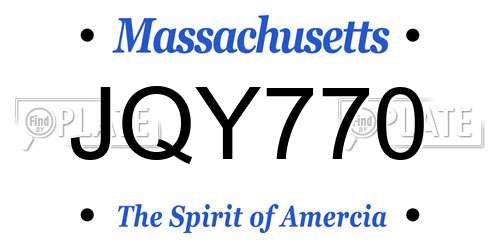 JQY770 Massachusetts License Plate