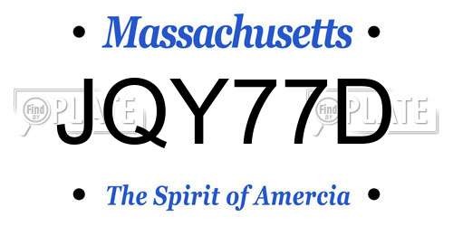 JQY77D Massachusetts License Plate