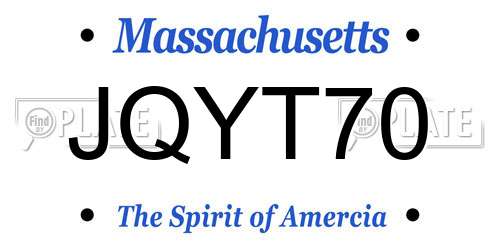 JQYT70 Massachusetts License Plate