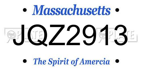 JQZ2913 Massachusetts License Plate