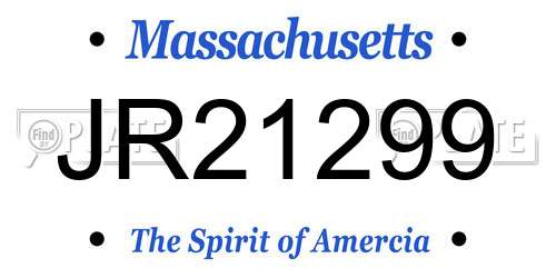 JR21299 Massachusetts License Plate