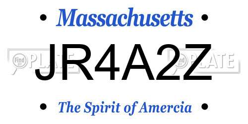 JR4A2Z Massachusetts License Plate