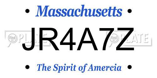JR4A7Z Massachusetts License Plate