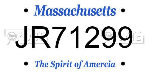 JR71299 Massachusetts License Plate