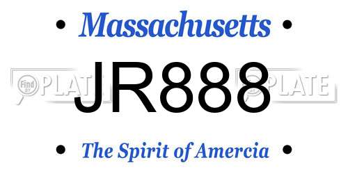 JR888 Massachusetts License Plate