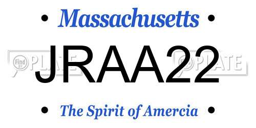 JRAA22 Massachusetts License Plate