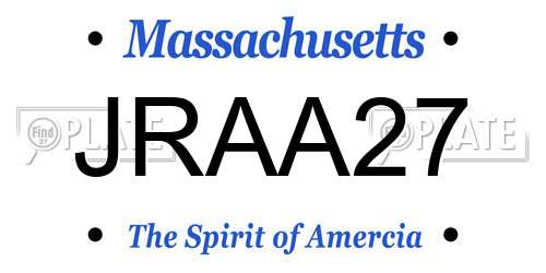 JRAA27 Massachusetts License Plate