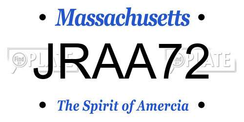 JRAA72 Massachusetts License Plate