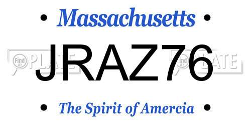 JRAZ76 Massachusetts License Plate